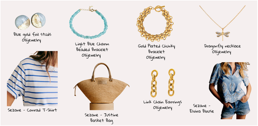 A Light Blue & Gold Summer Evening Moodboard