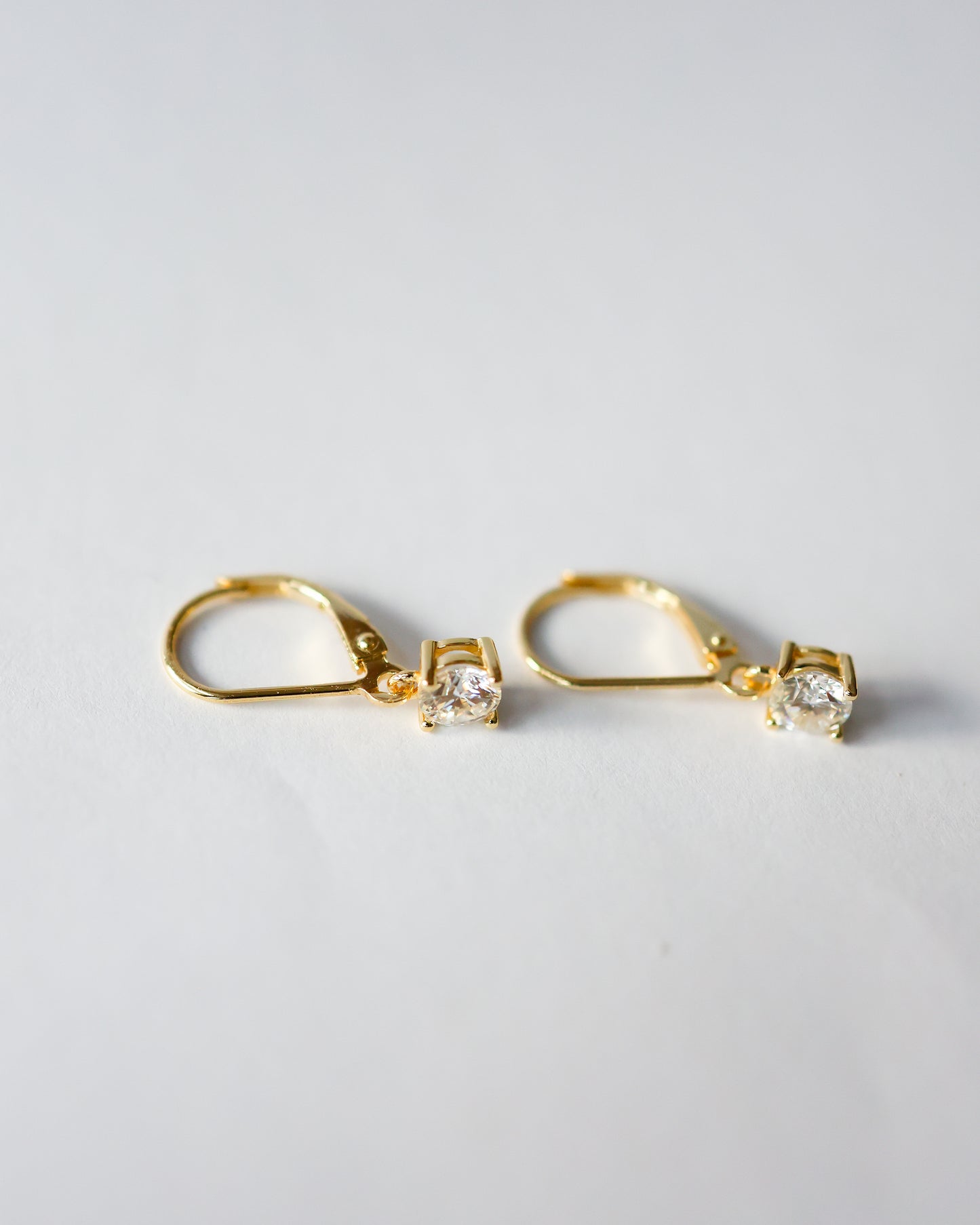 Delicate moissanite earrings in 18k gold plated 925 sterling silver