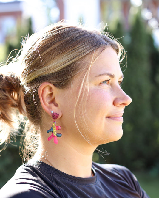 Cute bright statement earrings with stainless steel posts - Ollijewelry