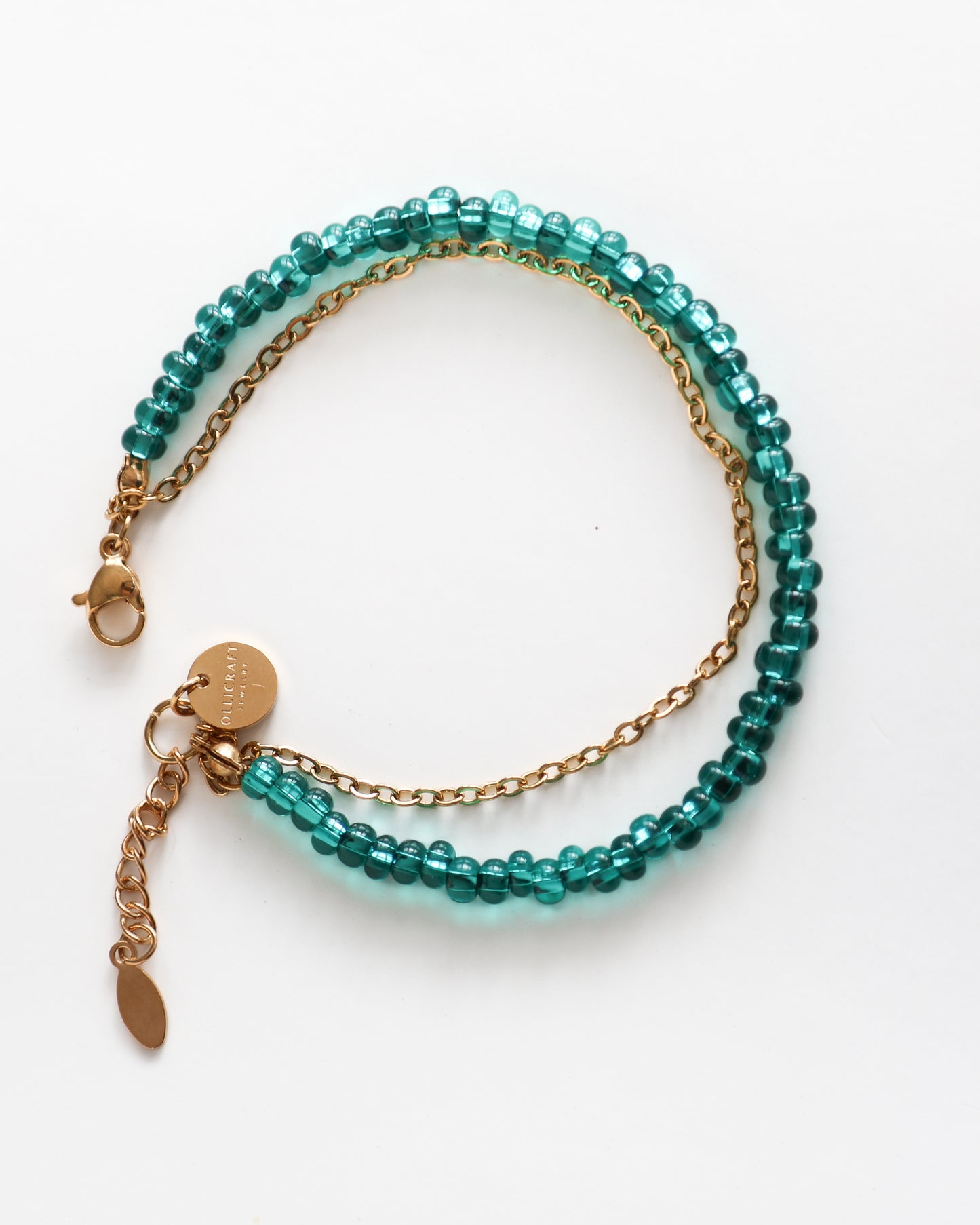 Emerald Green Glass Bead Bracelet – Handmade Layered Bracelet