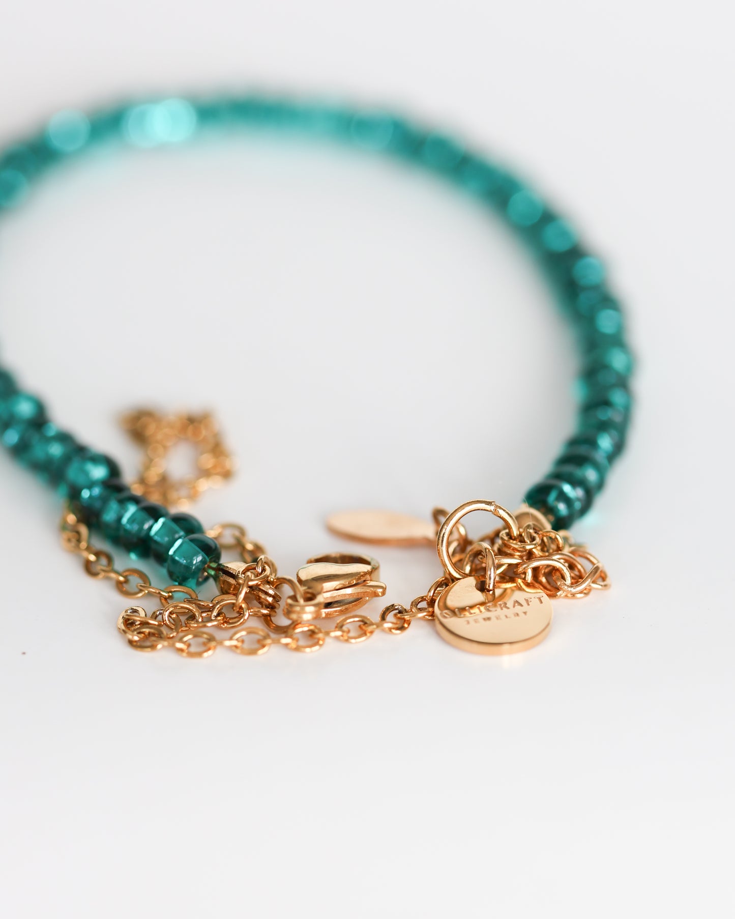 Emerald Green Glass Bead Bracelet – Handmade Layered Bracelet