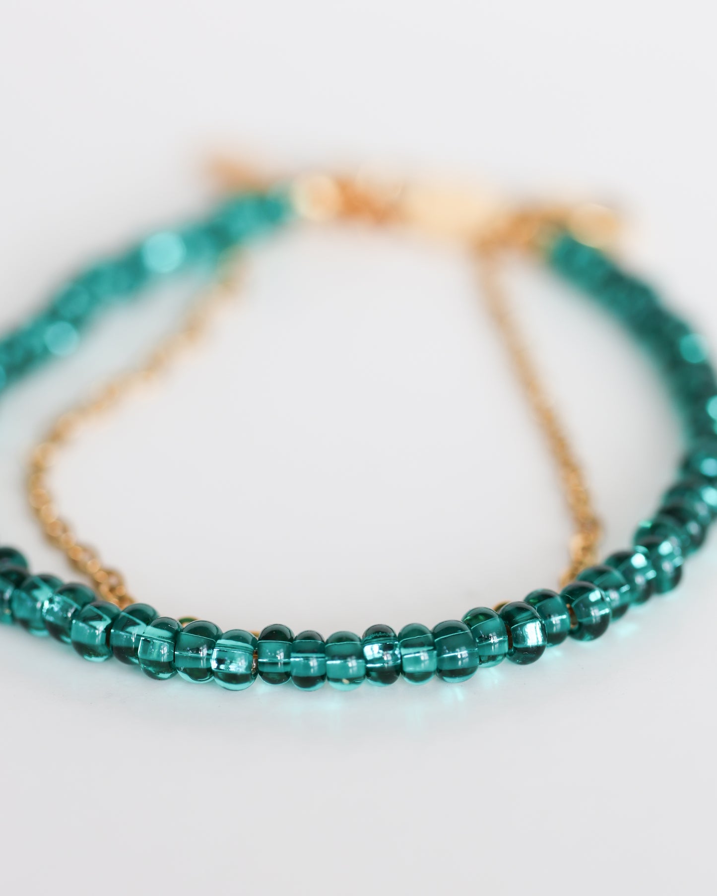 Emerald Green Glass Bead Bracelet – Handmade Layered Bracelet
