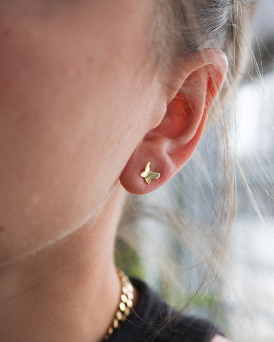 Tiny Butterfly Stud Earrings – 18K Gold Plated over Sterling Silver