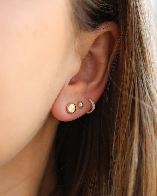 Tiny round earrings - 18k Gold platted over silver