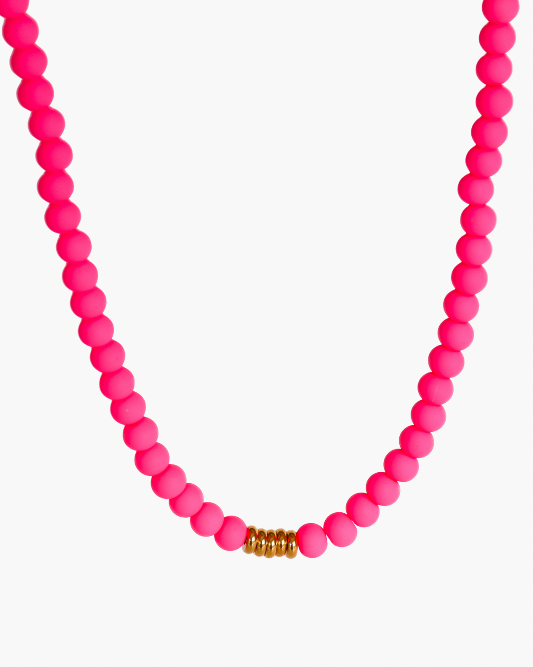 Bright Pink Statement Necklace - Handmade Polymer Clay Beads
