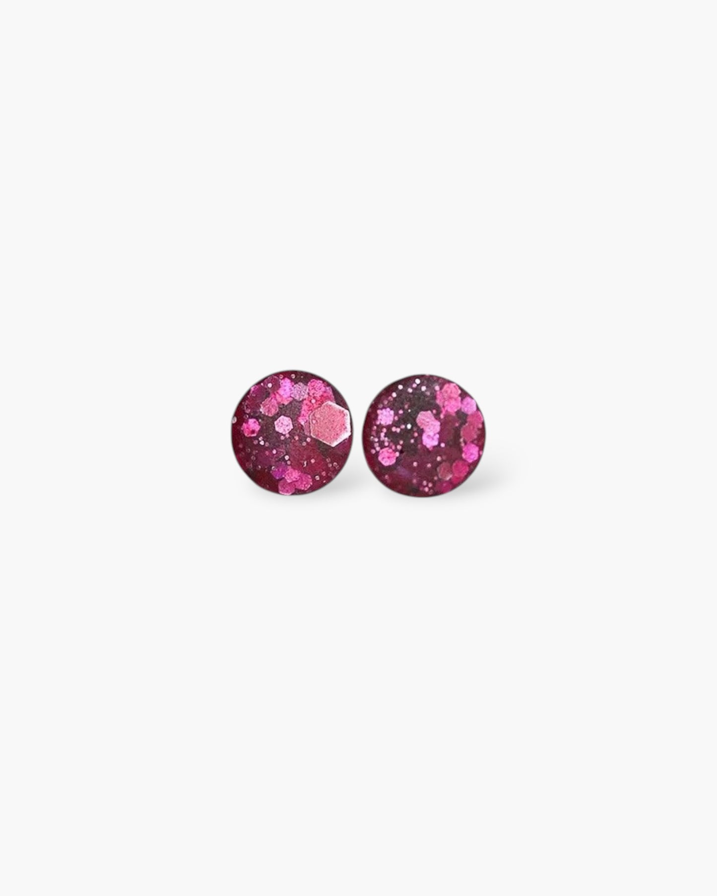 Burgundy tiny 8mm stud earrings with stainless steel posts