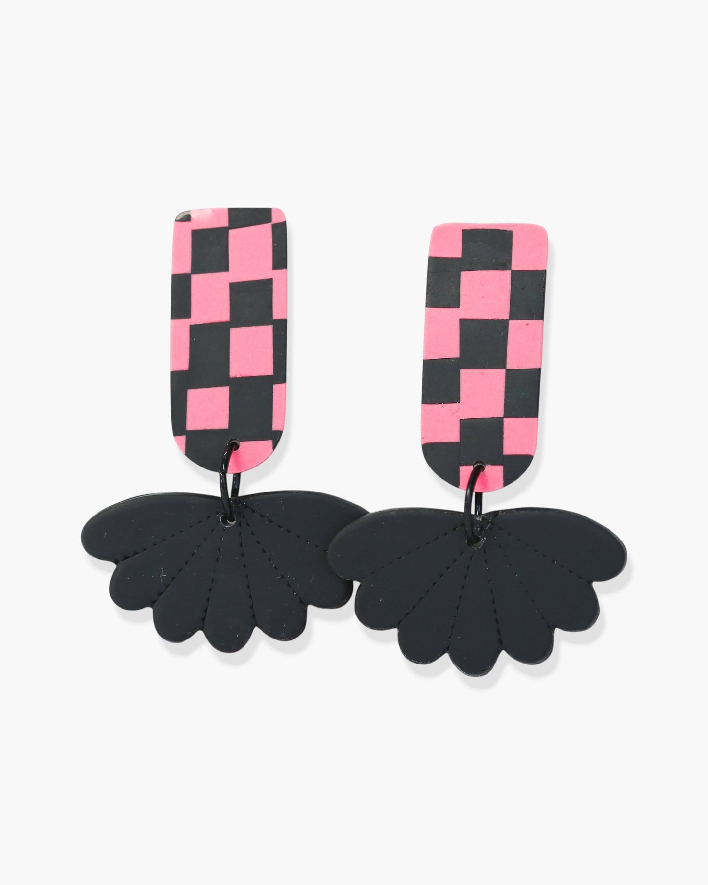 Checkered earrings with surgical stainless steel posts