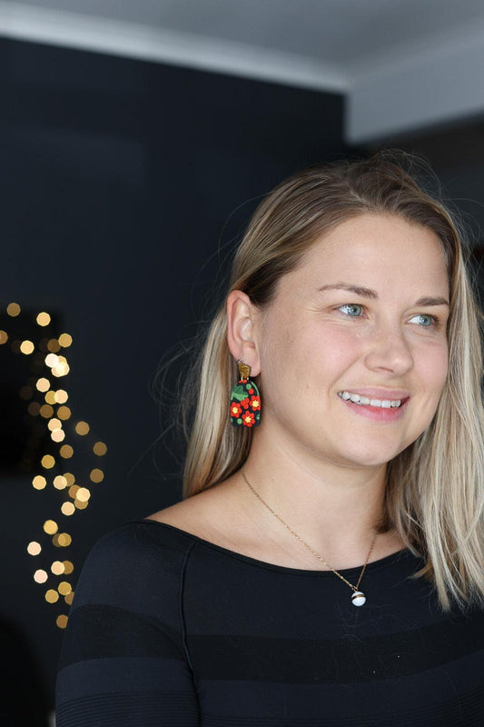 Cute bright statement earrings with stainless steel posts - Ollijewelry