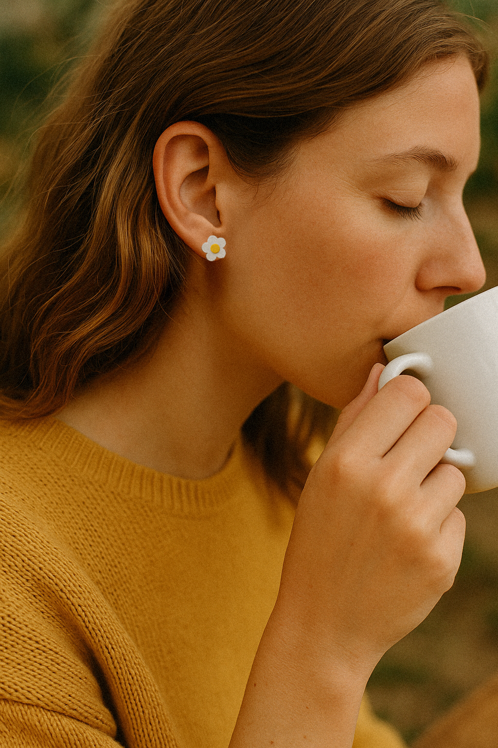 Daisy flower studs - Handmade jewelry