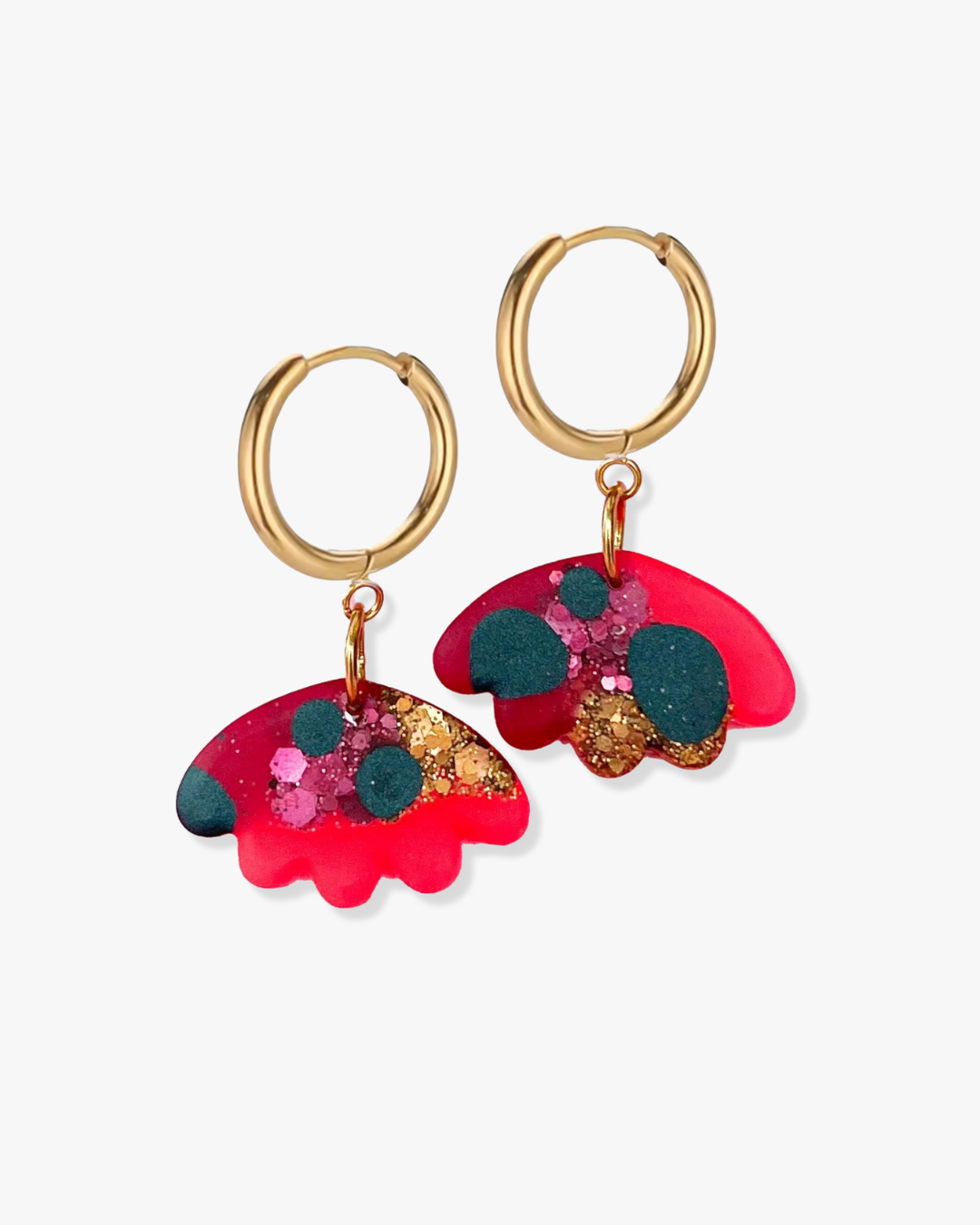 Delicate floral statement earrings made from crystal resin