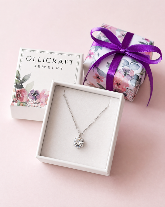 Collier en argent avec zircon solitaire de 8,5 mm