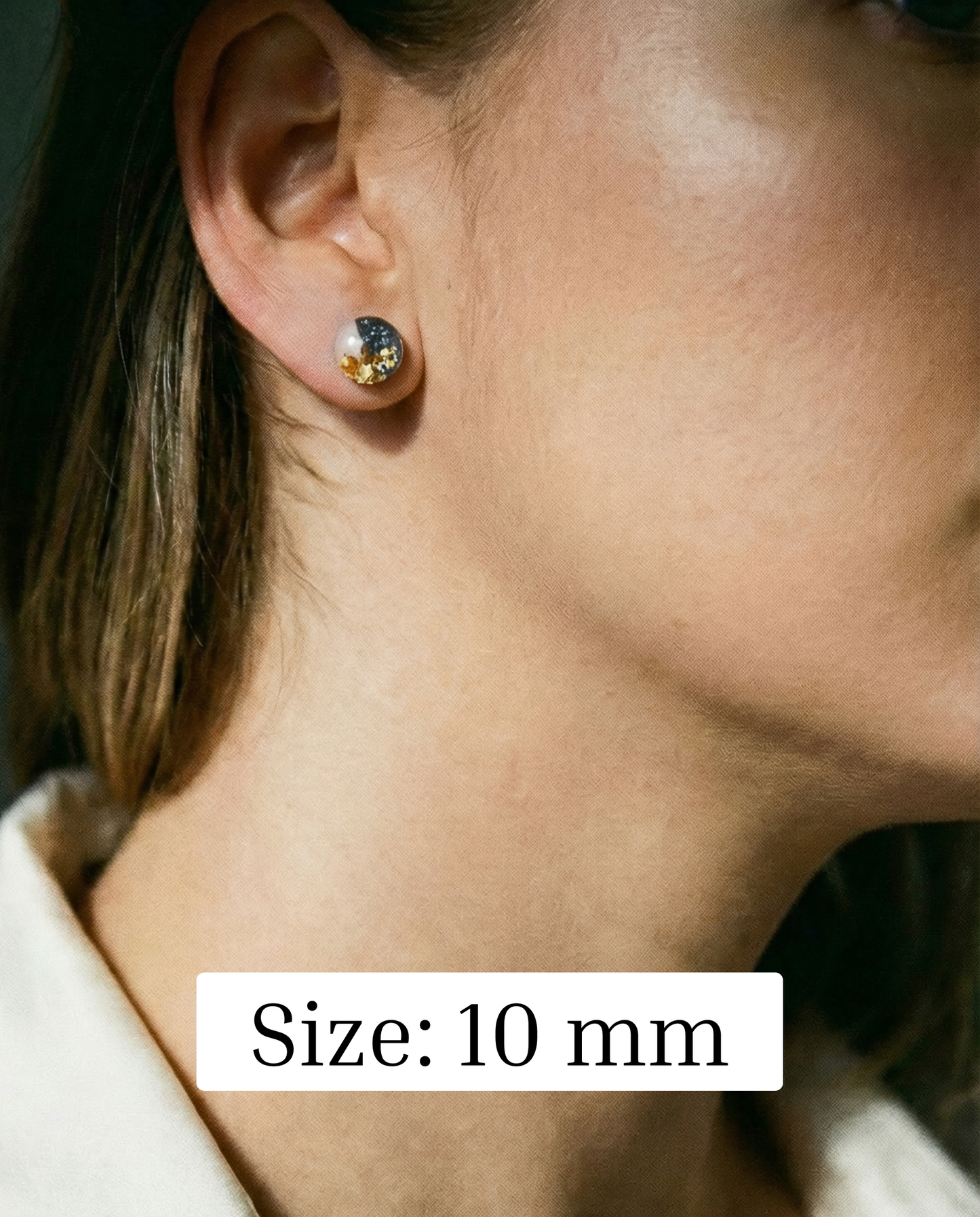 Granite and champagne earrings Hypoallergenic surgical steel studs