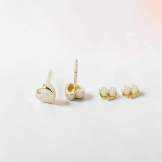 Tiny heart earrings - 18k Gold platted over silver