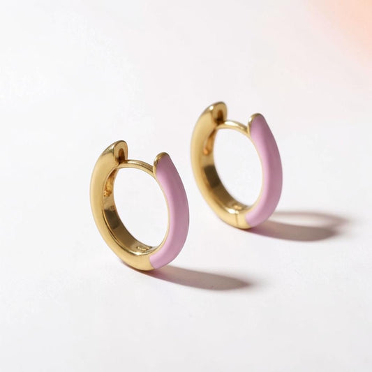Gold enamel hoops earrings