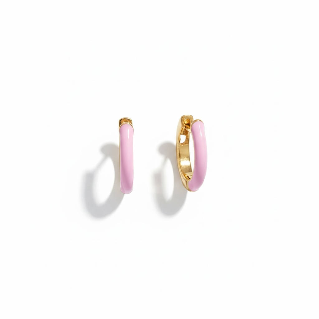 Gold enamel hoops earrings