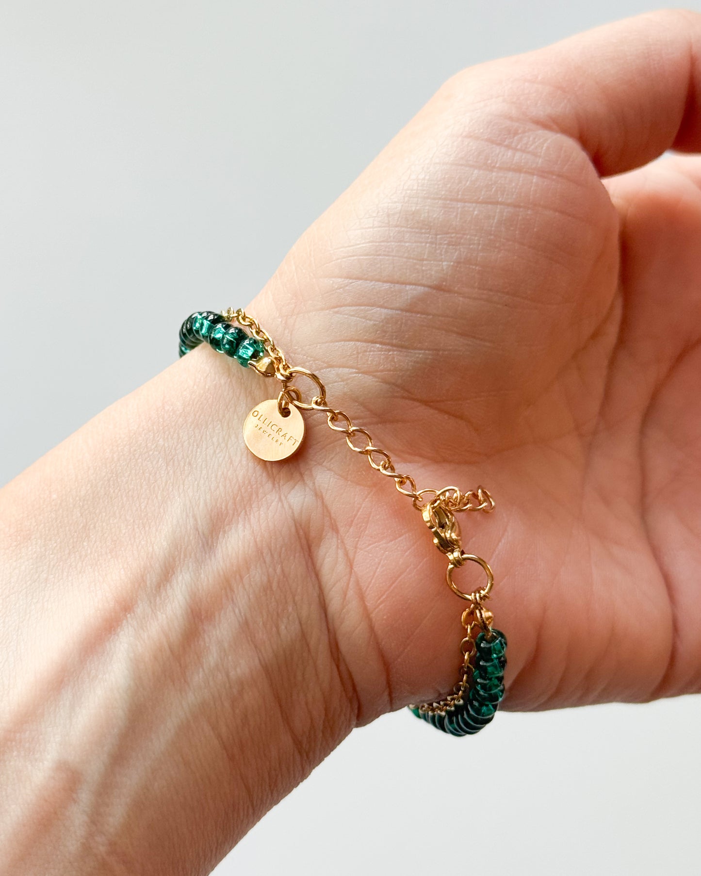 Emerald Green Glass Bead Bracelet – Handmade Layered Bracelet