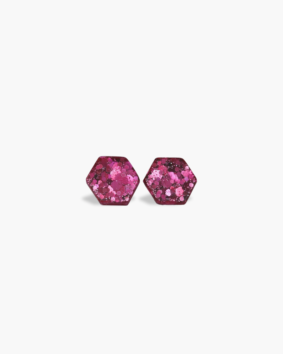 Delicate matt hexagon stud earrings