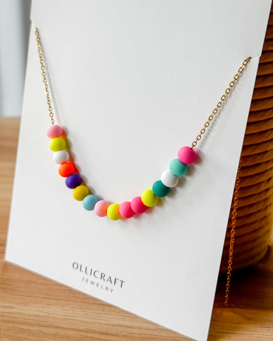 Multicolor Statement Necklace - Handmade Polymer Clay Beads