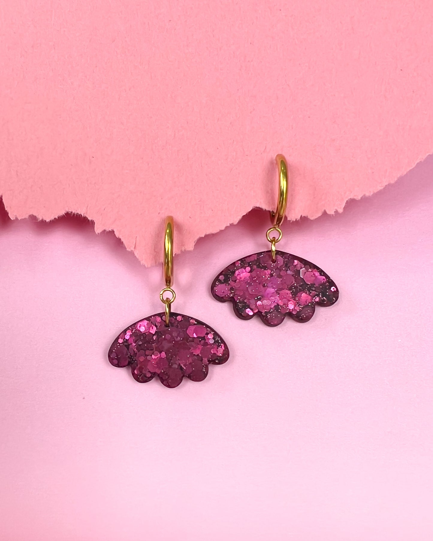 Delicate half flower hoop earrings
