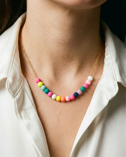 Multicolor Statement Necklace - Handmade Polymer Clay Beads