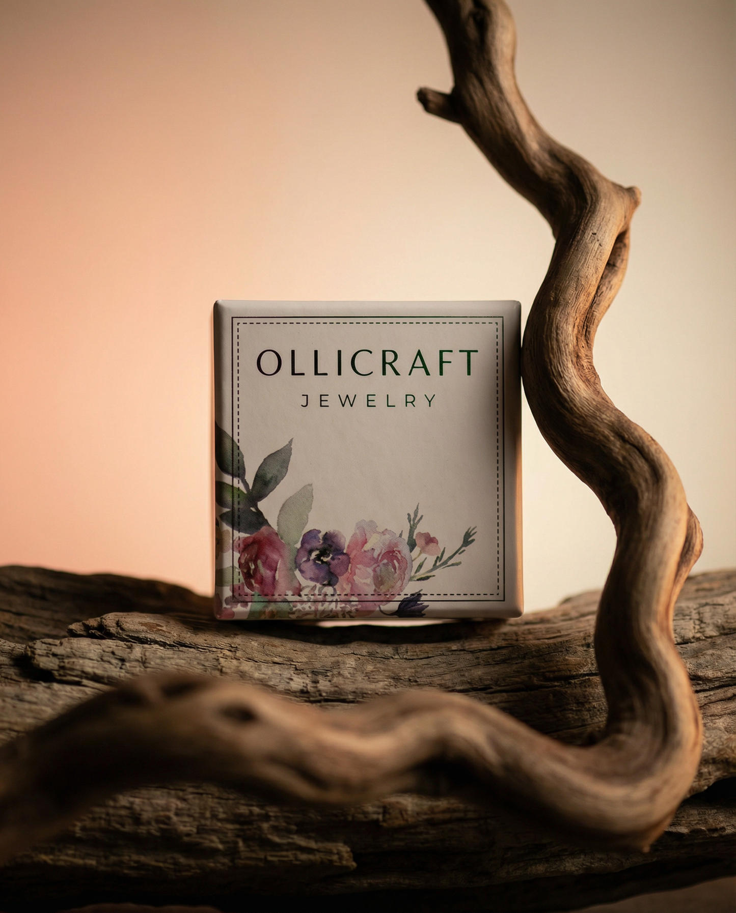 Ollicraft Jewelry box with floral design on a wooden surface