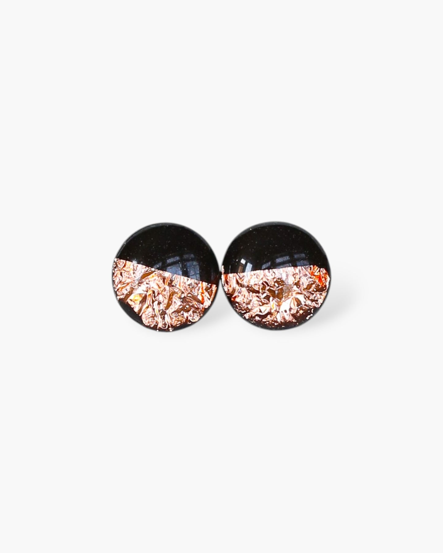Black and Rose Gold Handmade Jewelry Stud Earrings