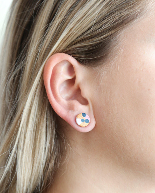 Colorful stud earrings for sensitive ears, Unusual fashion earrings - Ollijewelry