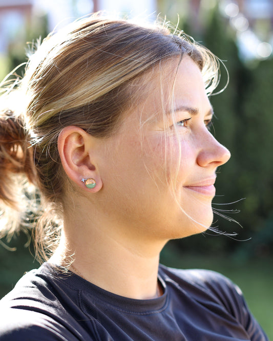 Emerald green surgical steel earrings, Handmade jewelry - Ollijewelry