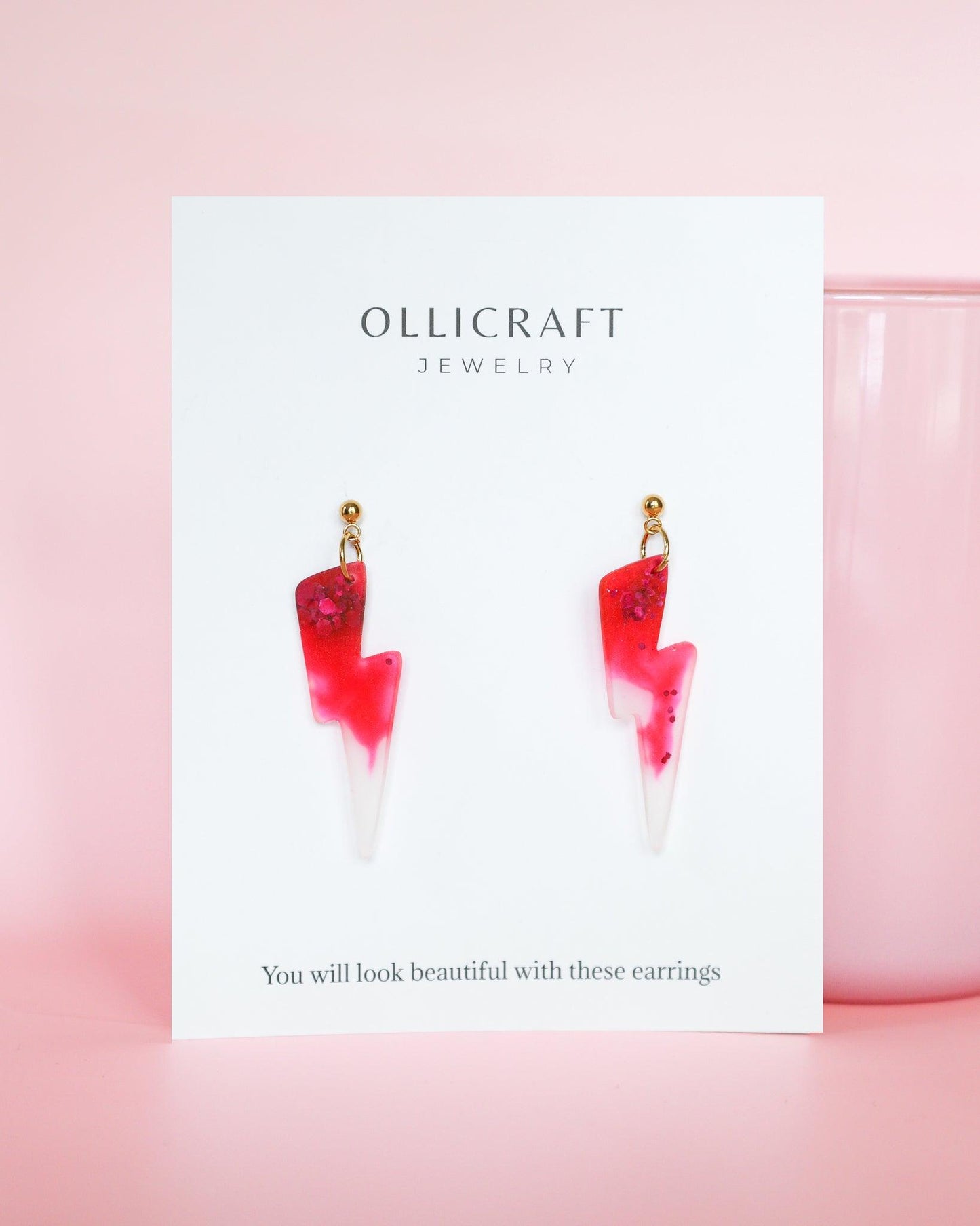 Flash statement earrings, Semi-transparent fashion earrings, Handmade jewelry gift - Ollijewelry