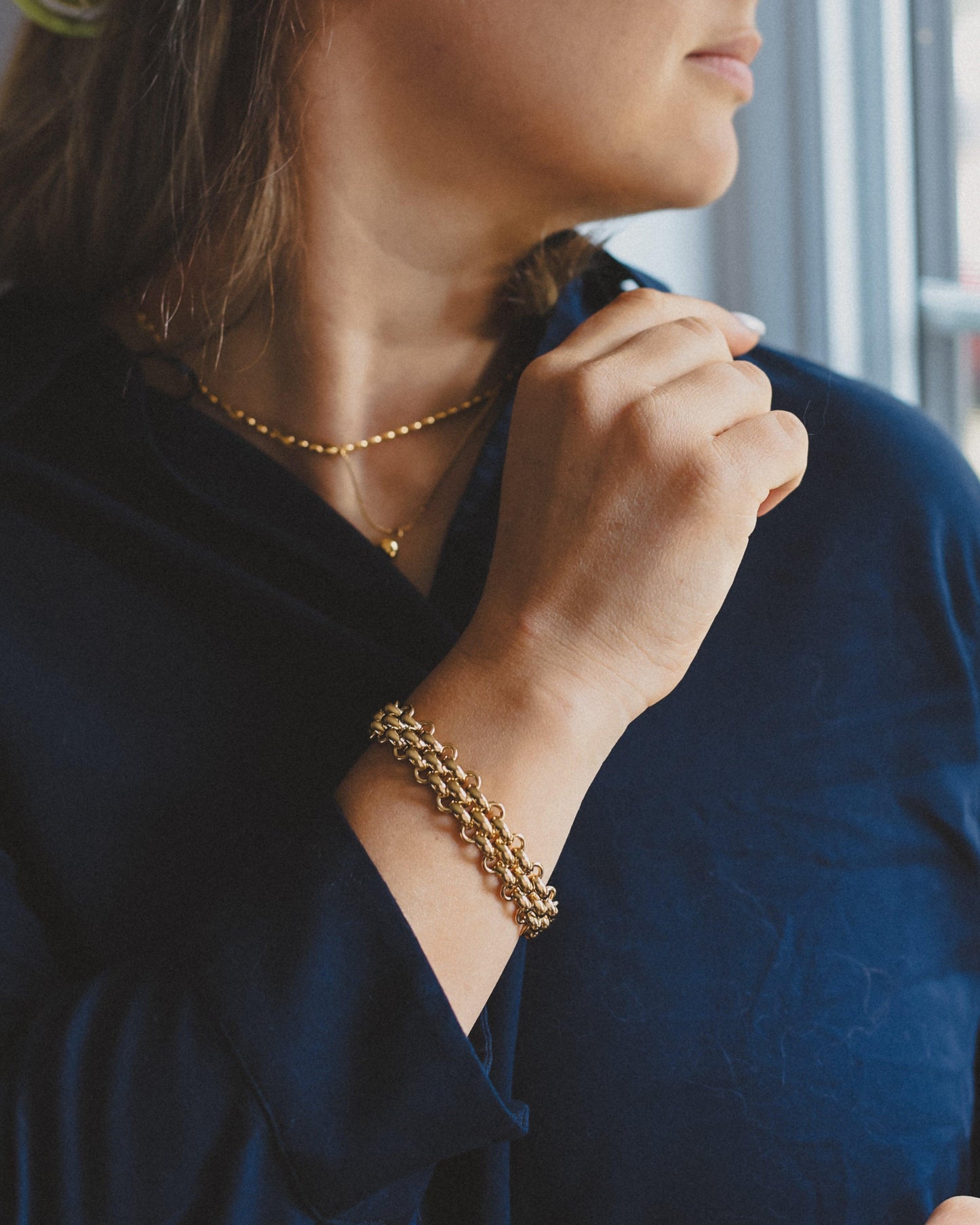 Gold Plated Chunky Toggle Link Chain Bracelet in Stainless Steel - Ollijewelry