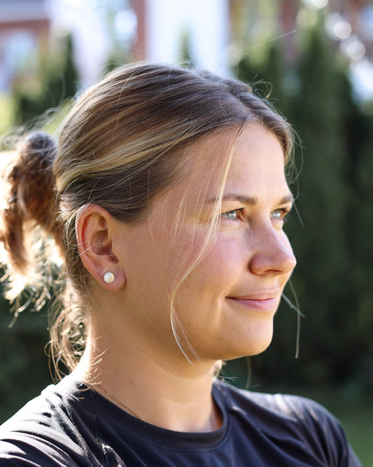 White gold foil studs bridesmaid earrings