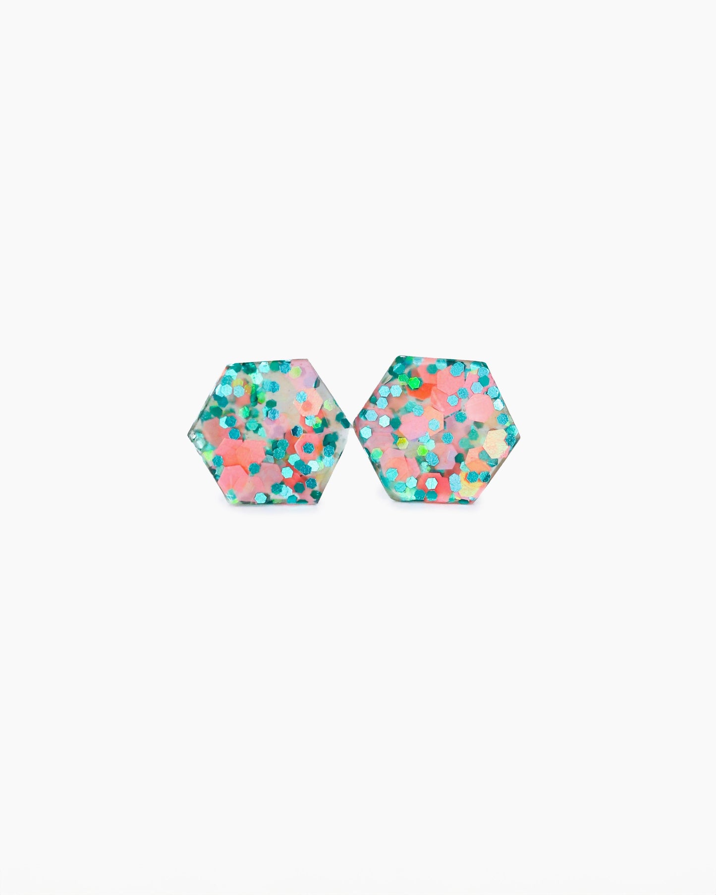 Colorful hexagon stud earrings for gift - Ollijewelry