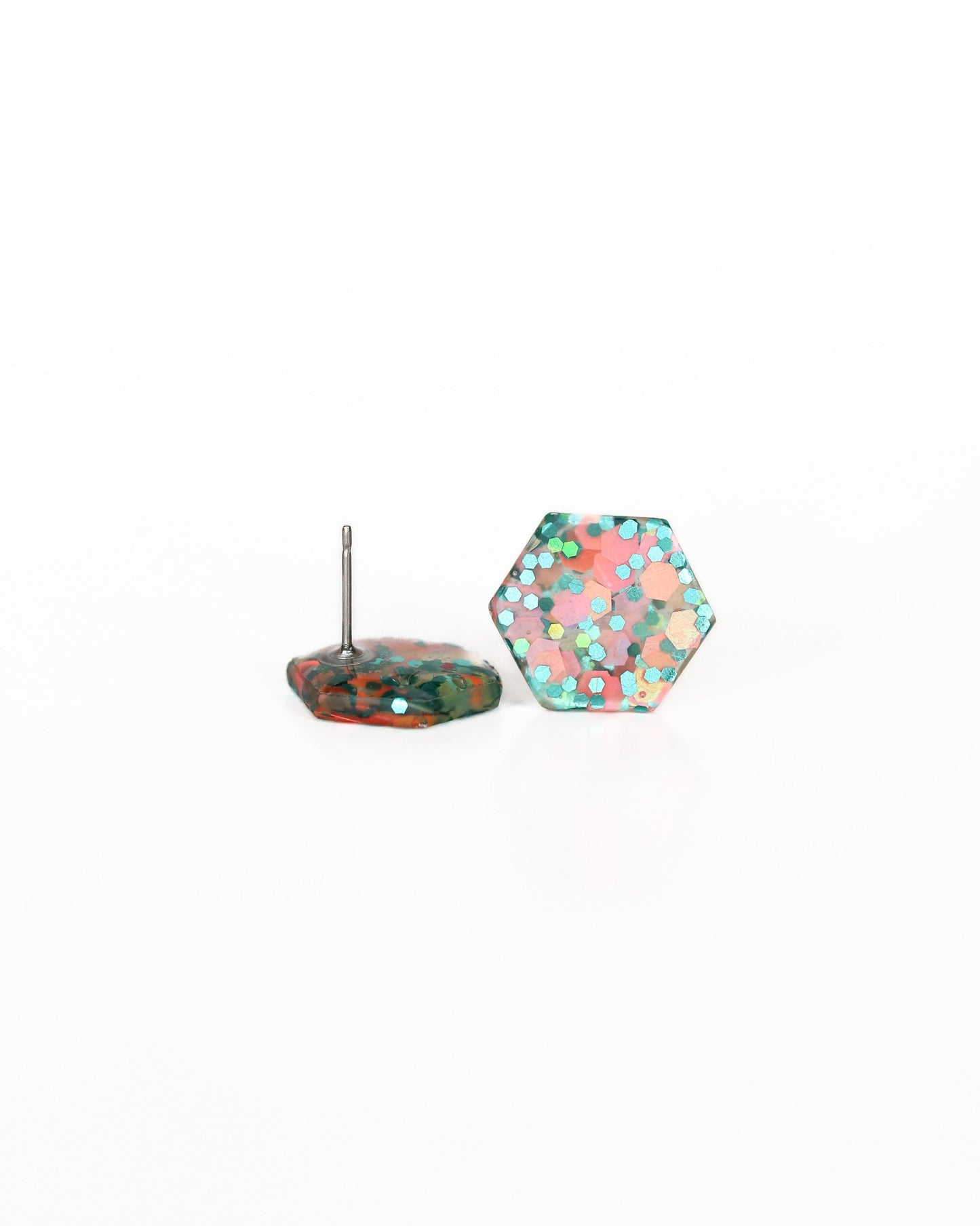 Colorful hexagon stud earrings for gift - Ollijewelry