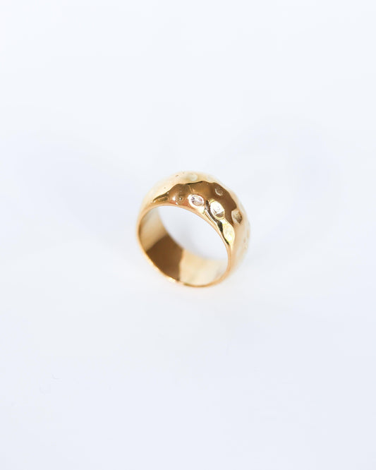 Irregular Gold Chunky Ring in Tarnish-Free Stainless Steel - Ollijewelry
