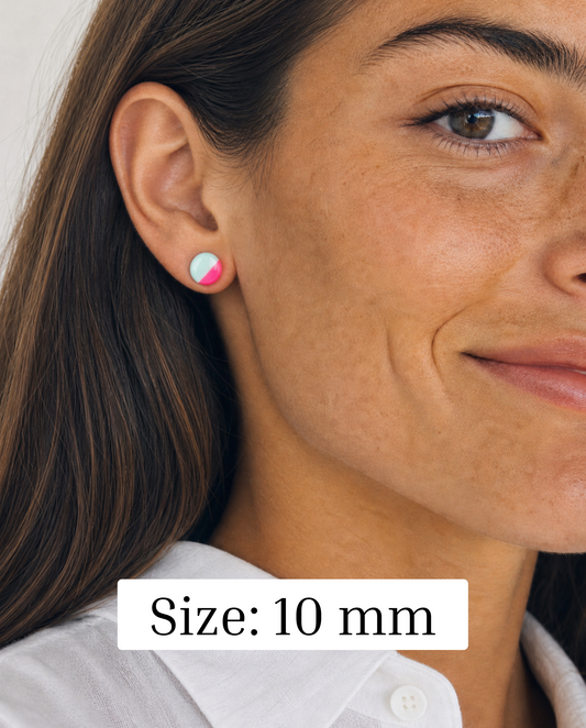 Mint and fuchsia delicate studs
