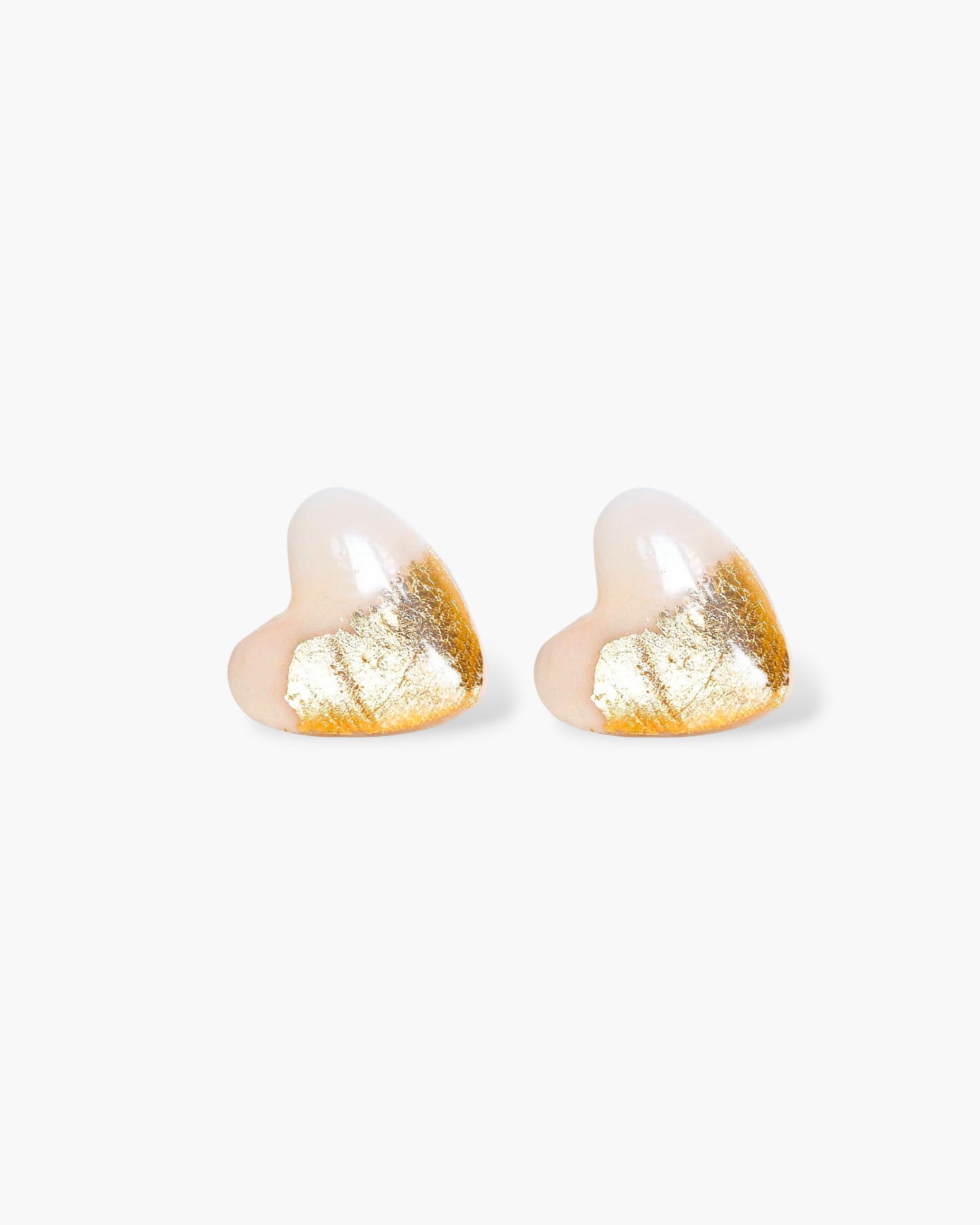 Rose and gold heart studs earrings