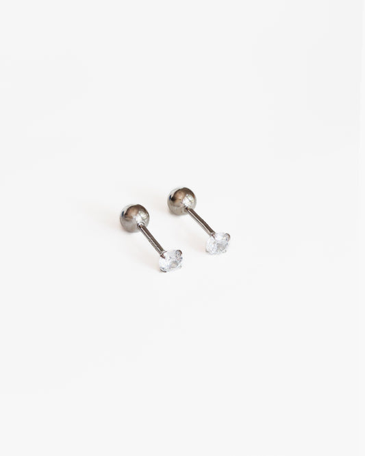 Screw back cubic zirconia stud earrings in 925 sterling silver - Ollijewelry