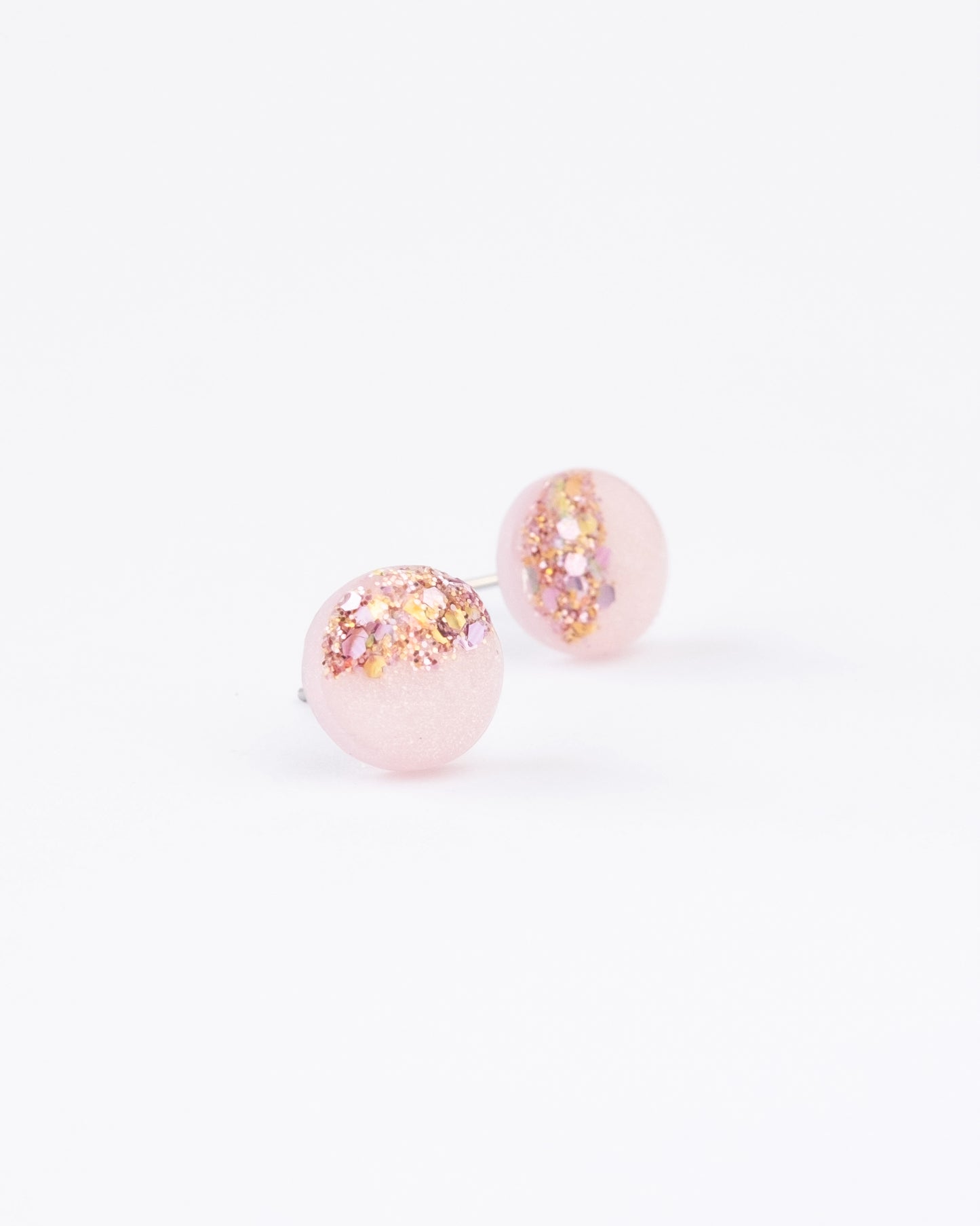 Rose pink glitter stud earrings freeshipping - Ollijewelry