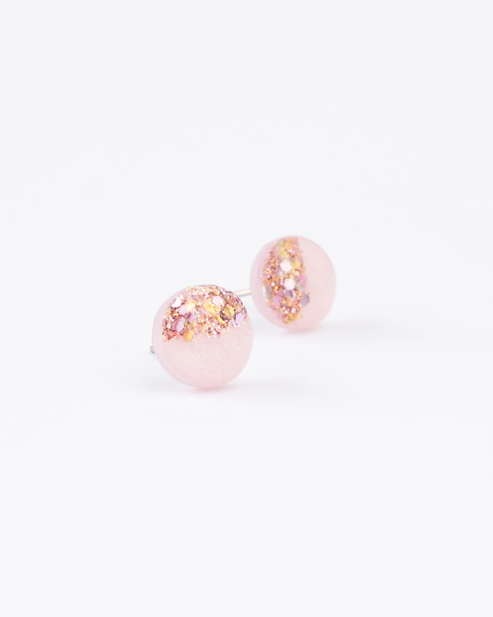 Rose pink glitter stud earrings freeshipping - Ollijewelry