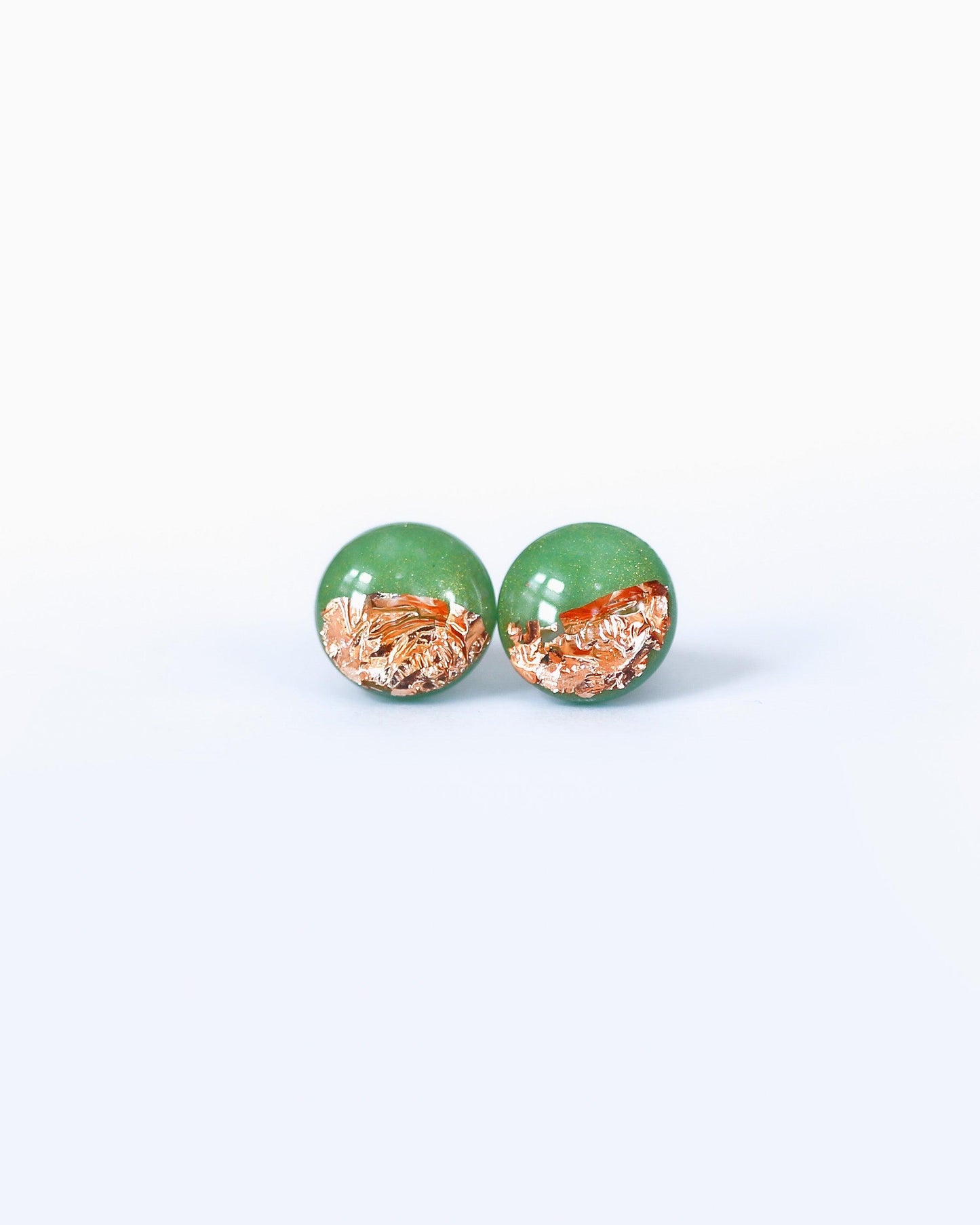 Emerald green surgical steel earrings, Handmade jewelry - Ollijewelry