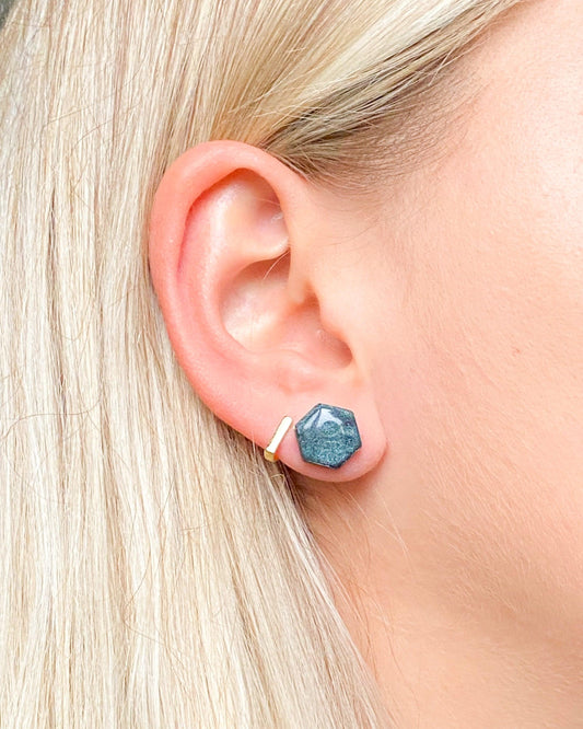 Hexagon delicate studs with surgical steel - Ollijewelry