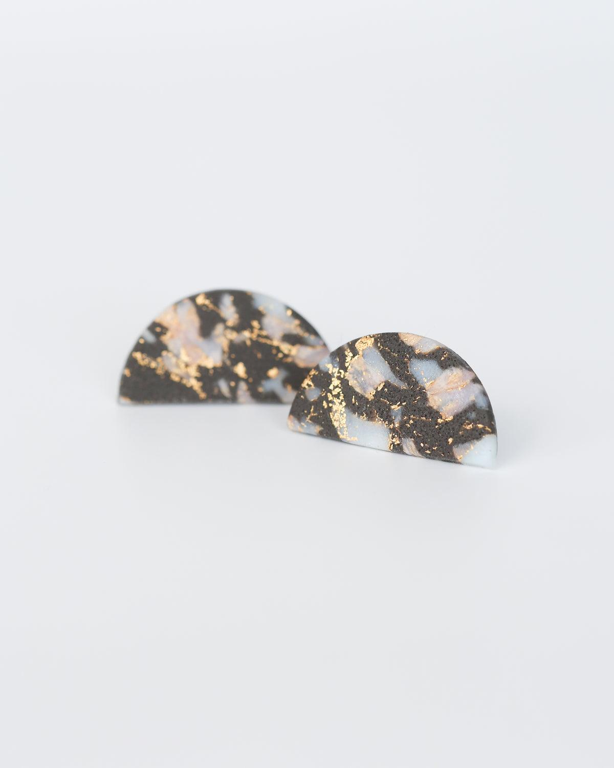 Marble statement earrings with surgical stainless steel posts - Ollijewelry