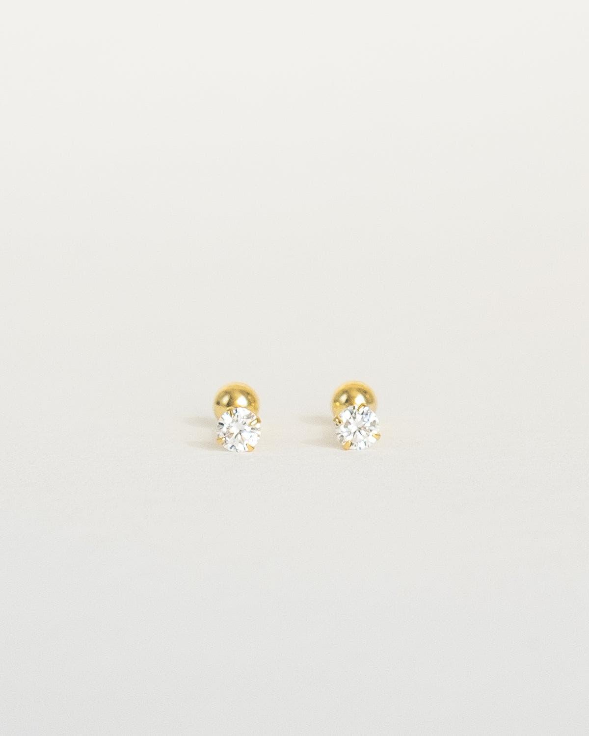 Teeny tiny 18k gold stud earrings with screw back ball - Ollijewelry