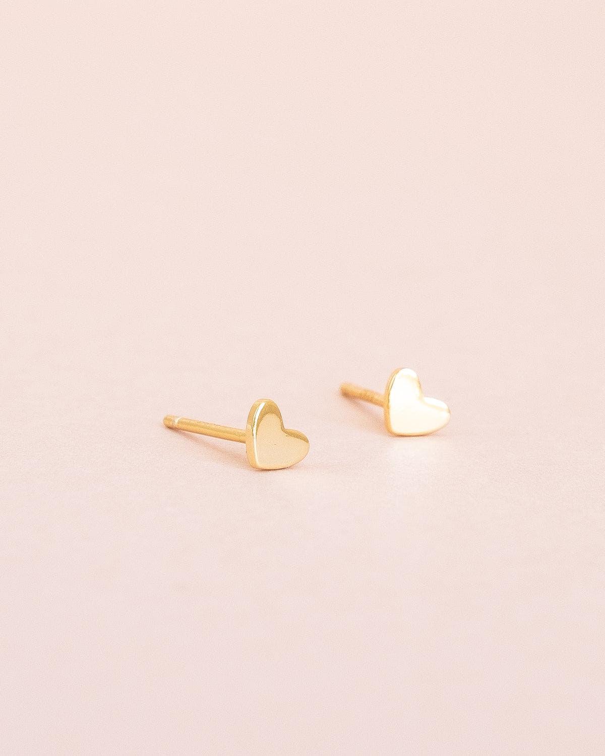 Teeny tiny earrings 18k Gold heart studs - Ollijewelry