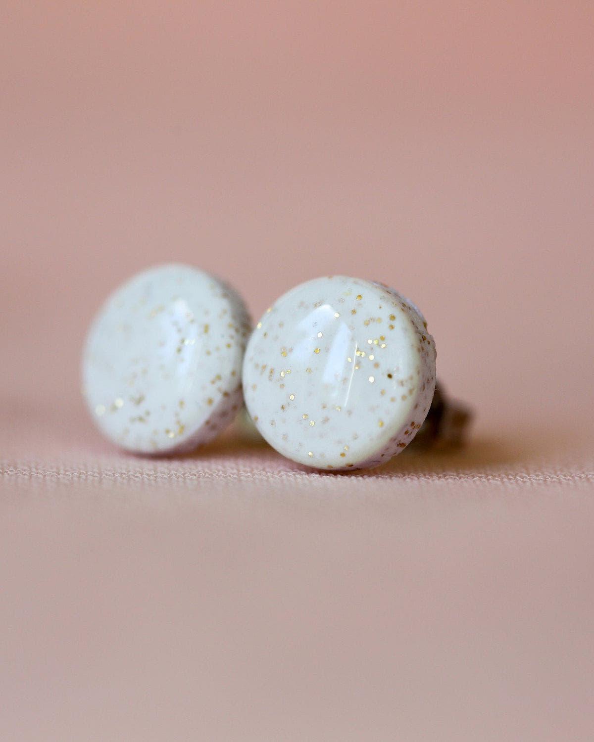 White sparkle studs with surgical steel posts - Ollijewelry