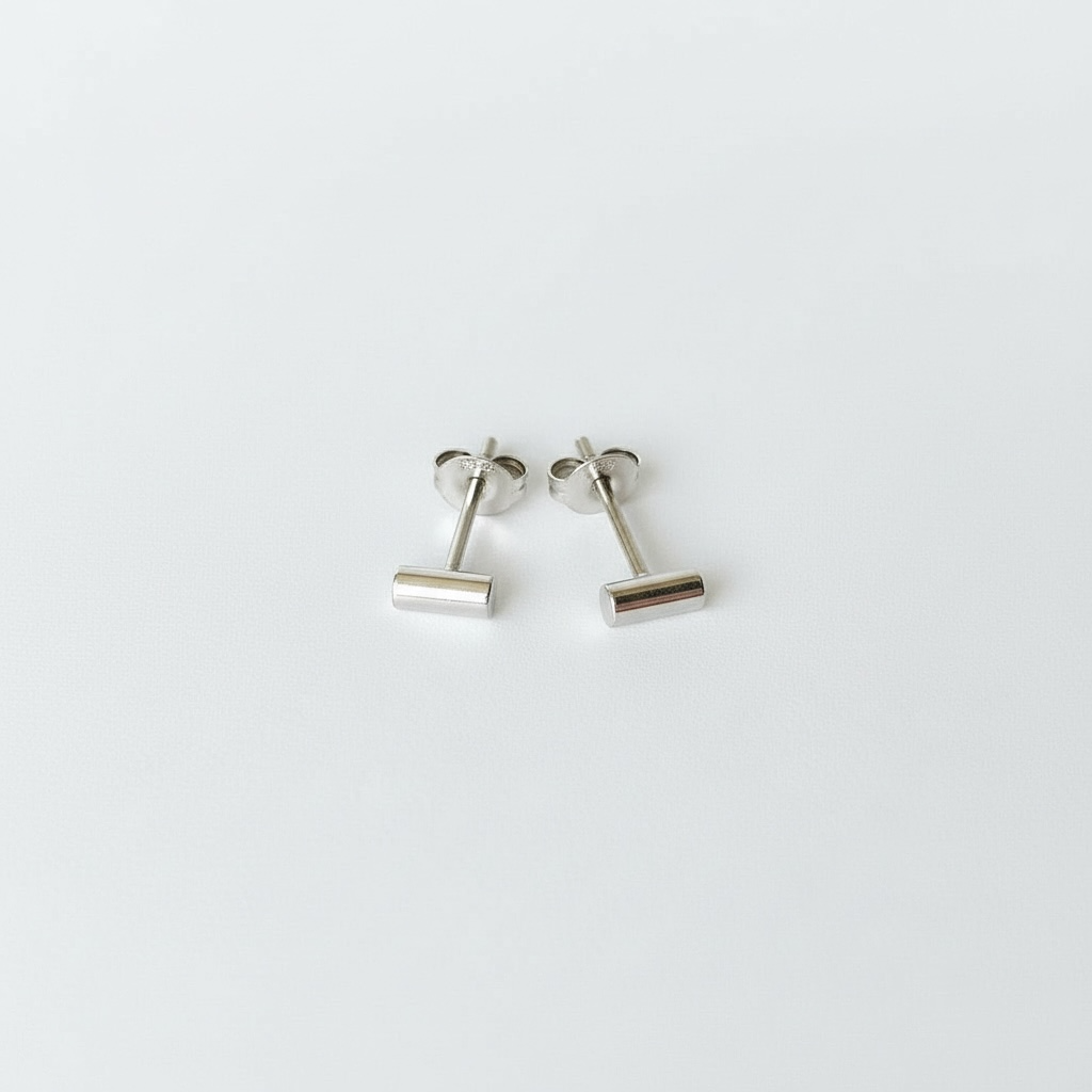 Bar stud earrings in 925 sterling silver