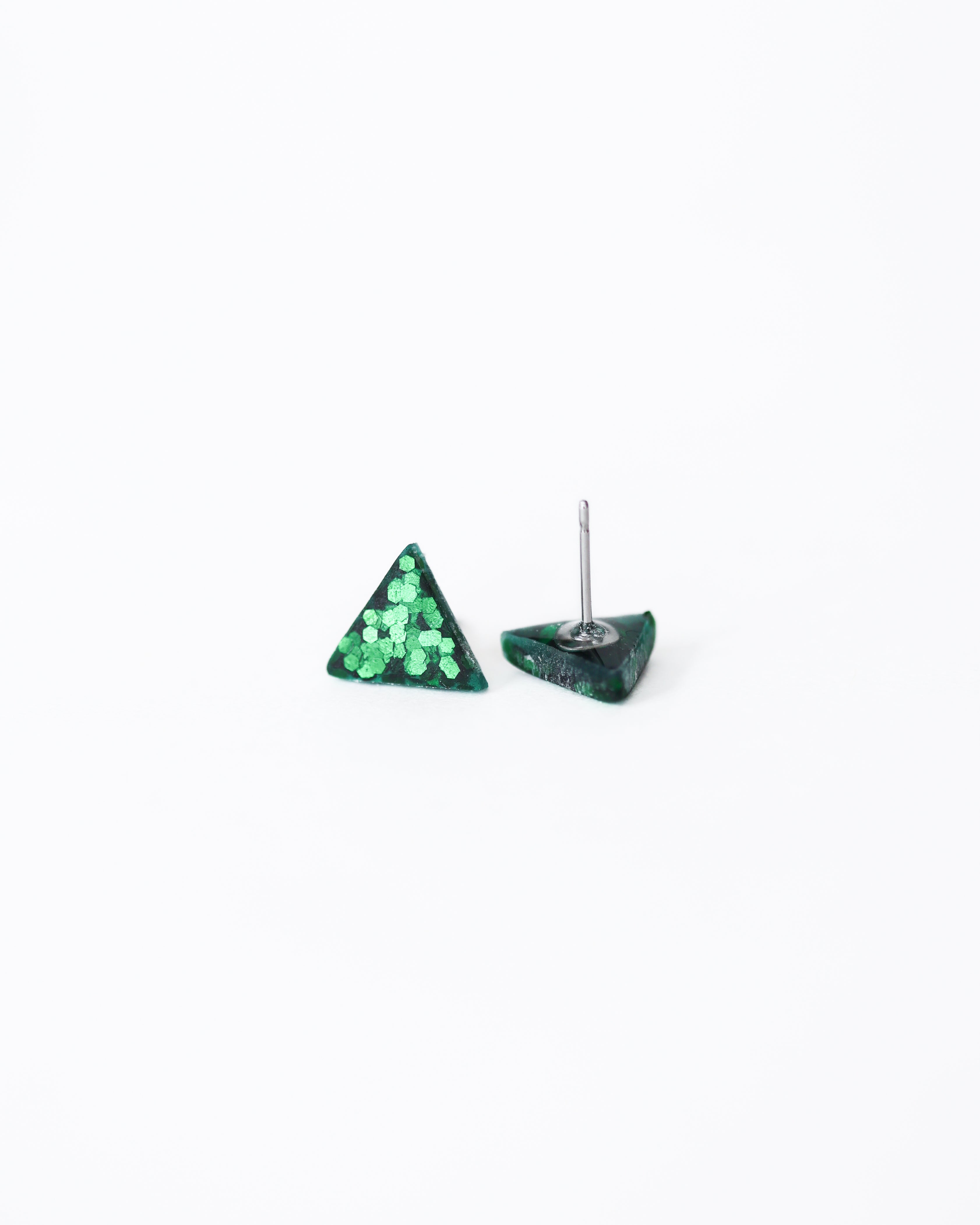 Minimalist triangle stud earrings with surgical steel posts
