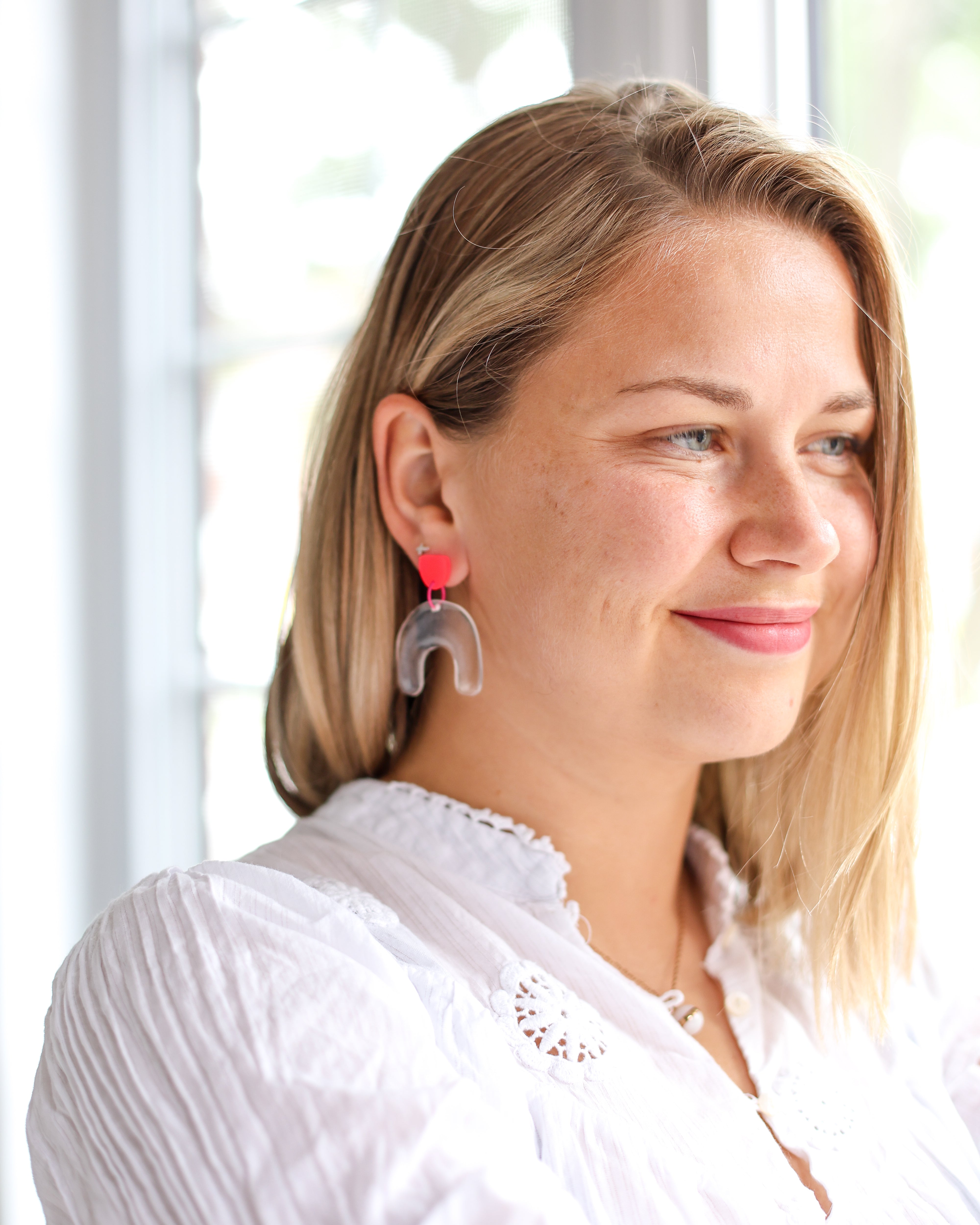 Cute transparent statement earrings with stainless steel posts