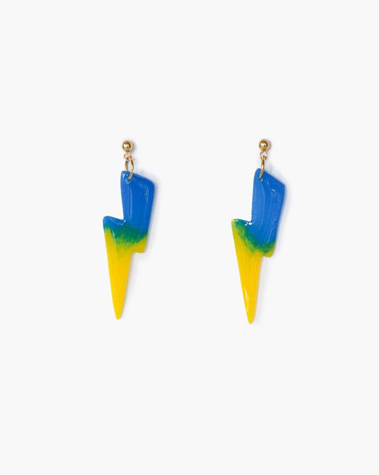 Flash blue and yellow statement earrings  - Handmade jewelry