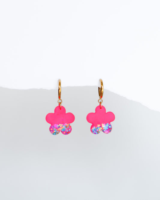 Cute floral statement earrings made from crystal resin